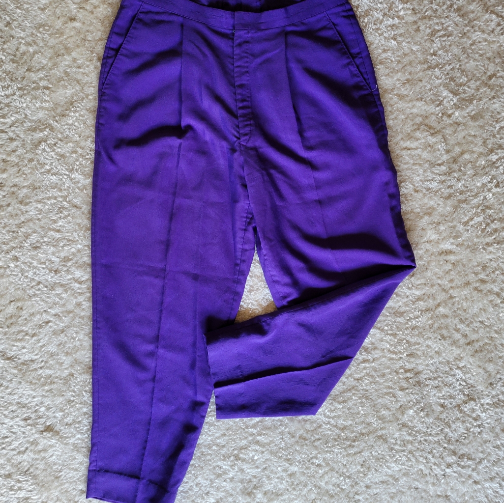 Purple Trousers With Pleated Front Size M/L